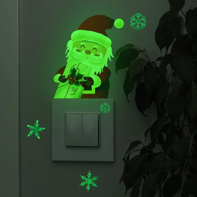 Description Picture 3 of itemLuminous Santa Claus Switch Sticker Christmas Home Decoration Bedroom Living Room Decor Wallpaper Glow In The Dark Wall Decals