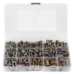 Pack of 230 Screw Nuts M4/M5/M6/M8/M10 Zinc Alloy Hex Socket Nut, Threaded Insert, Wood Screw Nut for Wood Furniture