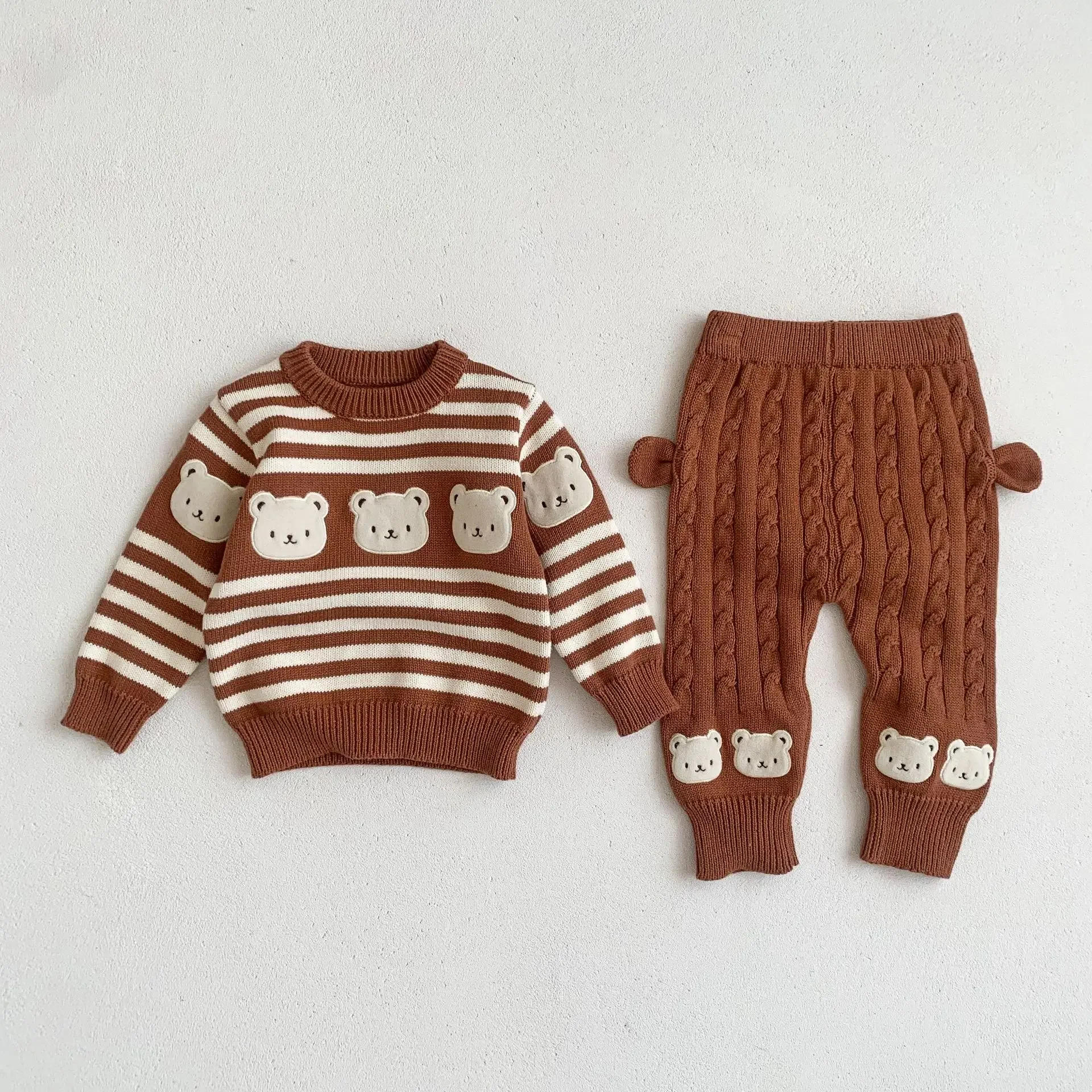Description Picture 4 of itemWinter Autumn Baby Clothes Set Infant Boy Girl Bear Sweater + Knit Pants Two Piece Suit Kids Knitwear Outfits Toddler Clothes