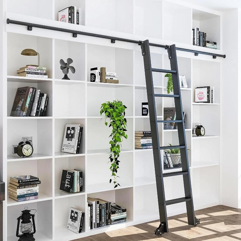 Description Picture 3 of item6.6FT(2M) Hook on Rolling Library Ladder Hardware Kit NO Ladder,Retractable Sliding Ladder Track,Floor Roller with Brake