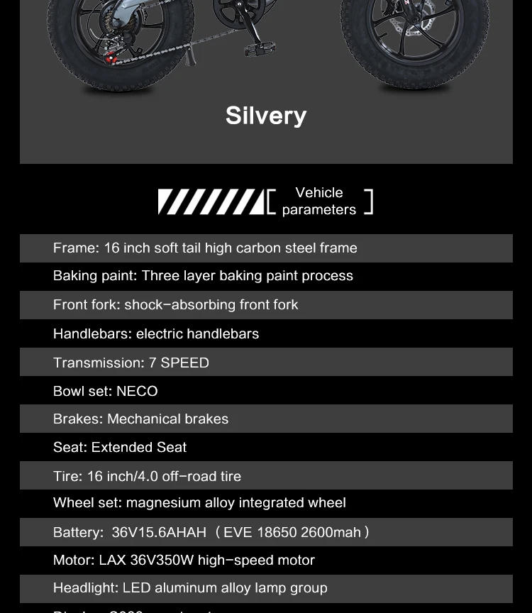 Description Picture 5 of item16 Inch 350W Motor 36V 15.6AH Electric Bike Electric Mini Kids Bike Outdoor cycling Fat tire Mountain balance electric Bicycle