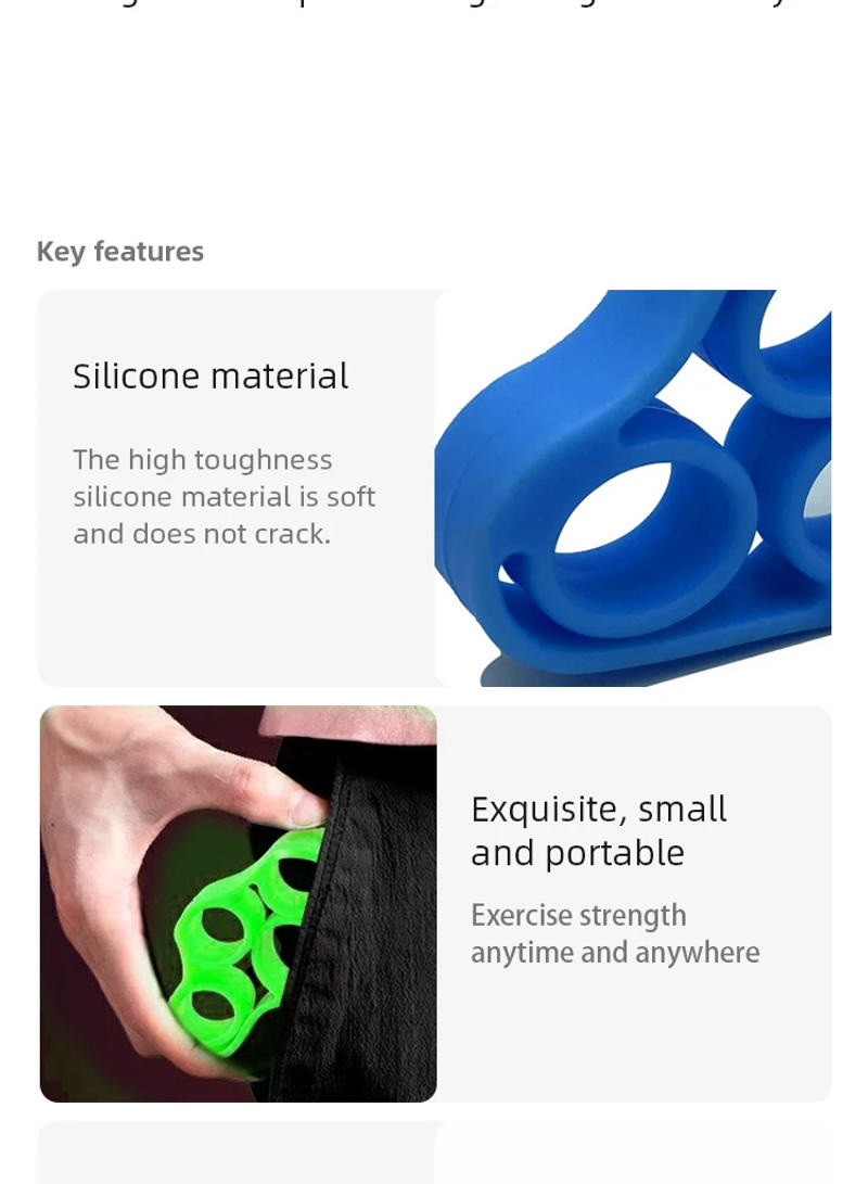 Description Picture 3 of itemSilicone Finger Gripper Gym Hand Grip Resistance Band Wrist Stretcher Elastic Five Finger Expander Strength Trainer Exercise