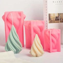 3D Spiral Christmas Tree Silicone Candle Mold Kit Diy Crafts Resin Plaster Handmade Soap Making Tools for Home Decor Gifts