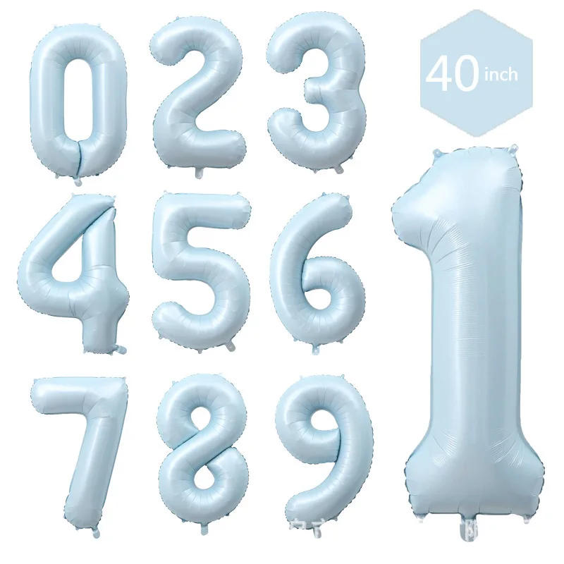 Description Picture 2 of item40 Inch Light Blue Number Foil Balloon 0-9 Digital Globos Children Adult Birthday Wedding Party Decoration Graduation Gifts