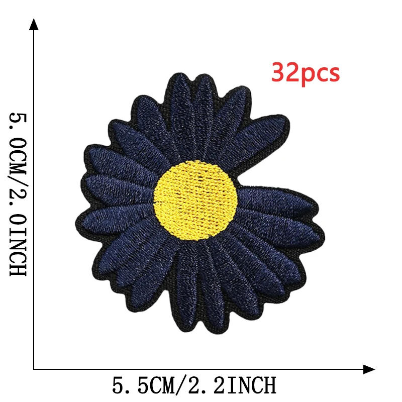 Description Picture 6 of item32pcs Daisy Iron On Patches Lot For Clothes Small Flower Stripe Fabric Sew Designer Bulk Mix Pack Embroidery Cute Thermoadhesive