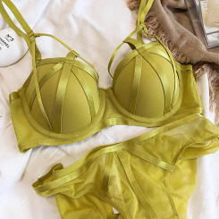 Hot Sale Women Lace Underwear Sexy Hollow Push Up Bra Set Classic Bandage Lingerie Fashion Fluorescent Plus Size C D Brassiere