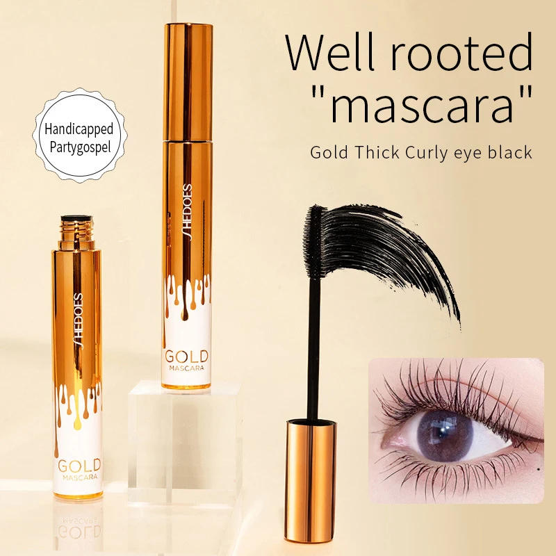 Description Picture 3 of itemThick Curly Eye Black Waterproof Non Smudging Slim Durable And Makeup Free Eye Black Gold Color Mascara