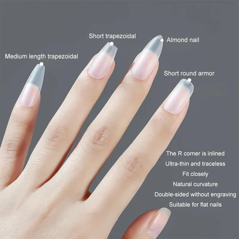 Description Picture 4 of itemFalse Nail Tips Press On Nails Matte Soft Gel Tips Full Cover Almond Square Coffin French Acrylic Fake Nail Extension Accessary
