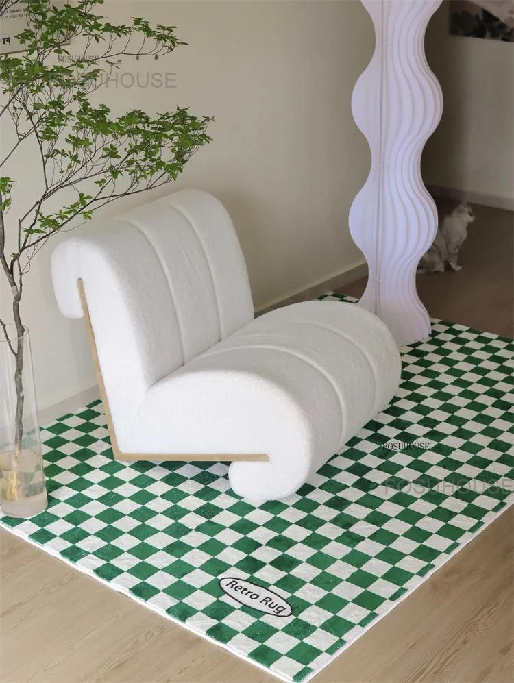 Description Picture 3 of itemDesigner New Living Room Chairs Modern Home Furniture Cashmere Solid Wood Bedroom Balcony Sofas Apartment Leisure Sofa Chair A