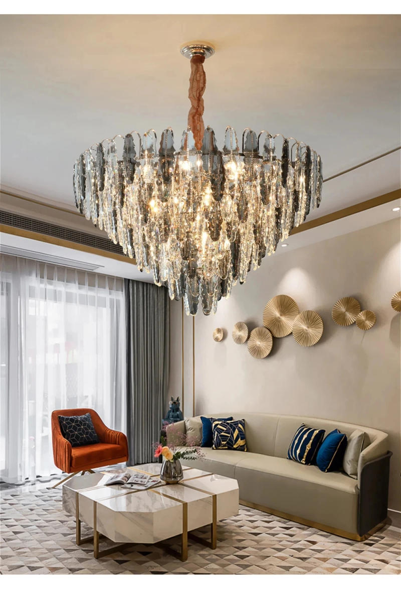 Description Picture 4 of itemRevamp Your Ceiling With Our Trendy LED Crystal Chandelier Round Oval Styles Gold Silver Options Dimming Function Hanging Light