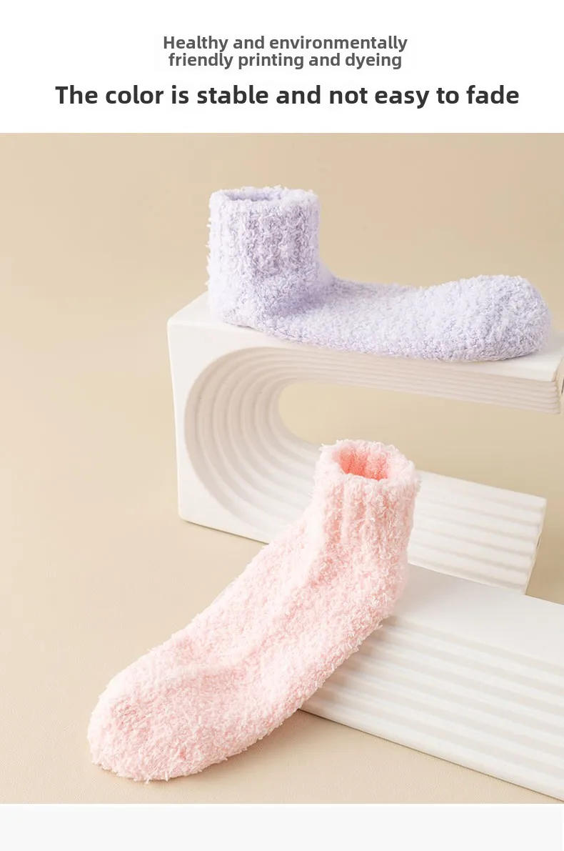 Description Picture 6 of itemAutumn Winter Non-Slip Coral Floor Socks Women Thick Warm Socks Carpet Sleep Slippers Indoor Home Short Sock