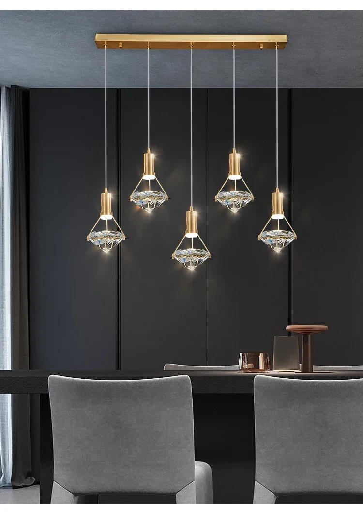 Description Picture 2 of itemModern LED Pendant Lights Crystal for Living Dining Room Kitchen Restauratn Bar Decor Hanging Chandeliers Suspension Lustre Lamp