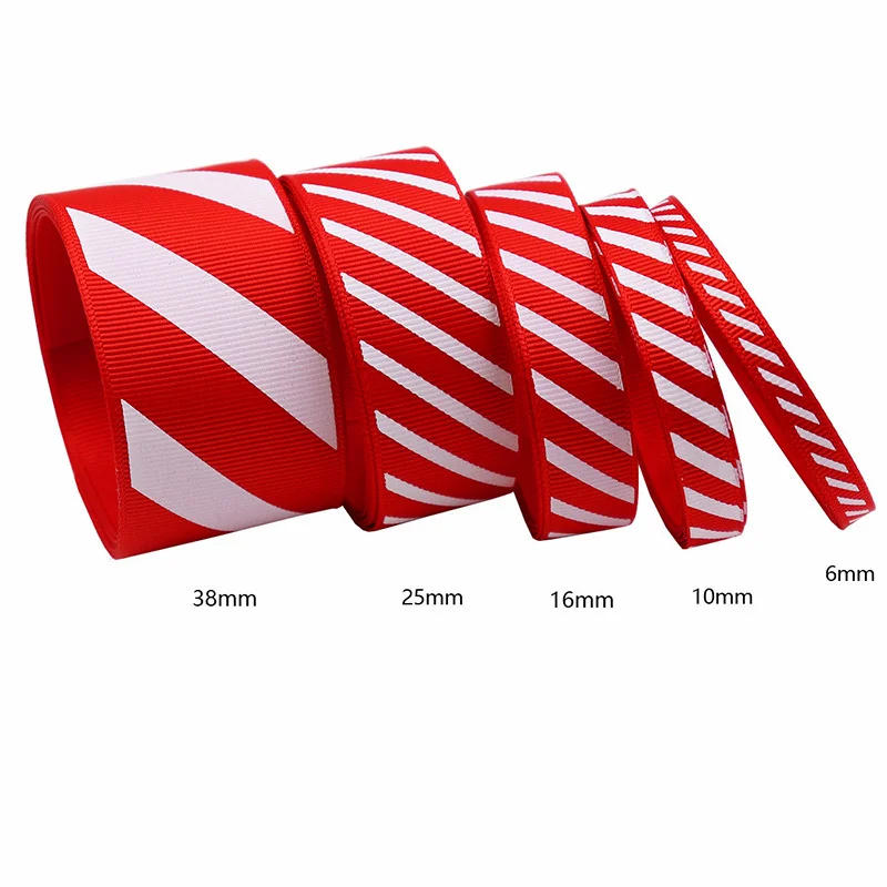 Description Picture 2 of item10 Yards Red Astros Ribbon Diagonal Striped Threaded Webbing White Garland Wrapping Wreaths Bows Wedding Gift Box Bag Christmas