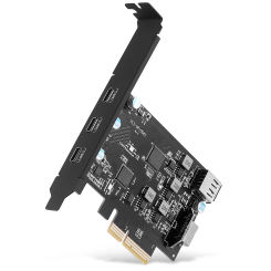 PCI-e to USB 3.2 Gen 2 5ports Card with 20Gbps Bandwidth 3x USB-C 1x A-Key 20 Pin Header for Type C Front Panel Mount Adapter