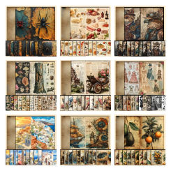 Retro Style Patterns Scrapbook Craft Paper Kit for Scrapbook Journaling Suppliesfor Cardmaking Junk Journal Decorative Cardstock