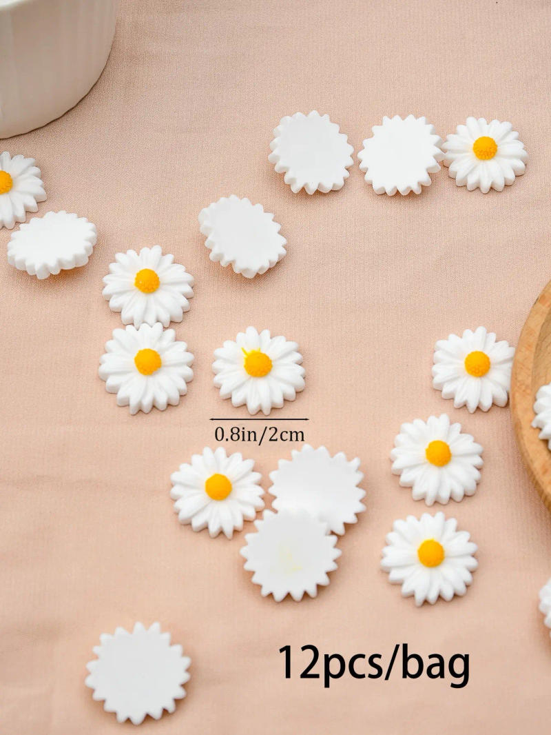 Description Picture 4 of itemResin Daisies Miniature Decorative Daisies Resin Ornaments Belt Storage Case for DIY Craft Party Home Decoration