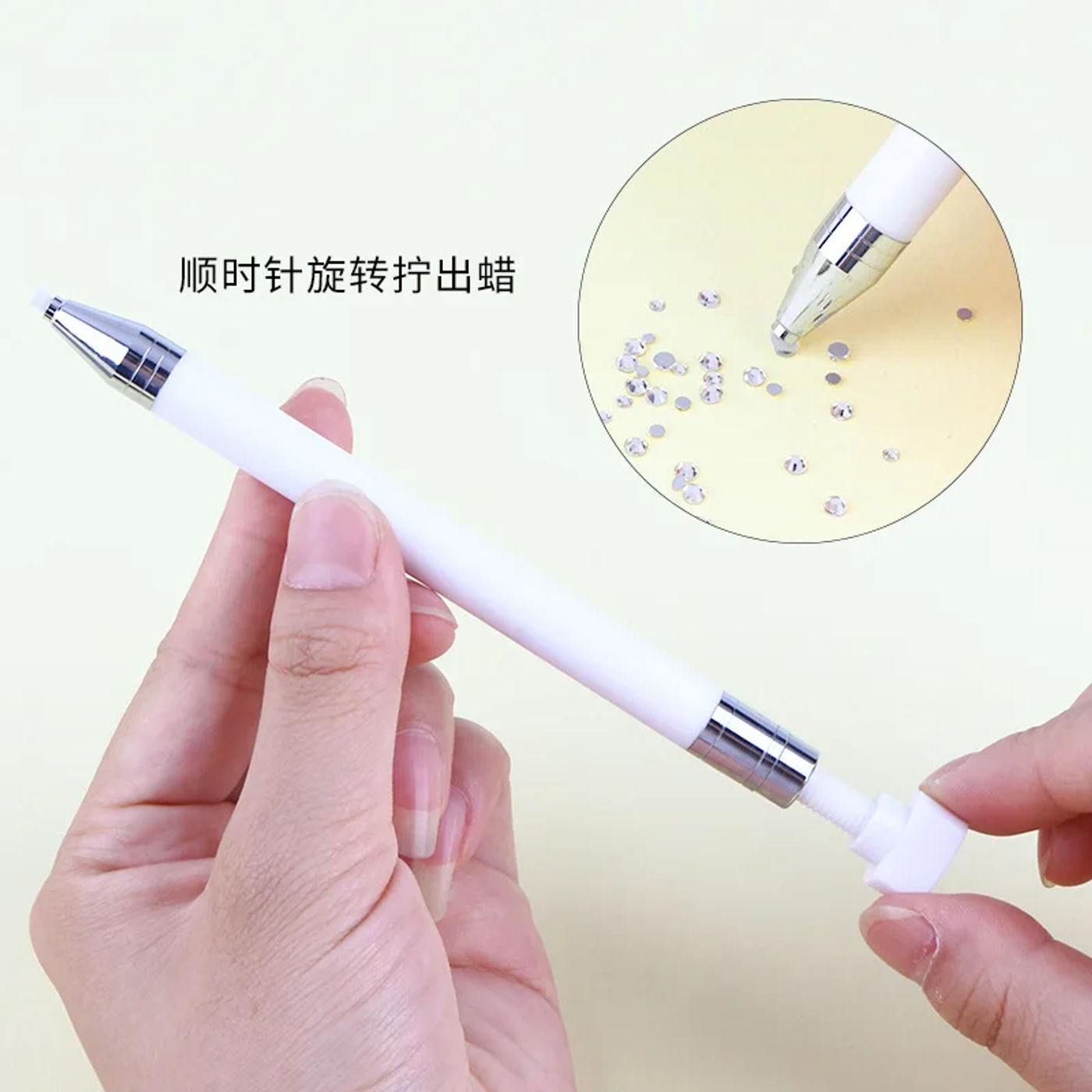 Description Picture 2 of item404Nail Rotating Wax Dotting Pen for ss Diamonds No-Waste Sticking Mini Bead Rotary Wax Tools Manicure Professional Supplies 404