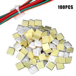 White 100PCS 2cm x 2cm Wiring Accessories Self Adhesive Fixing Seat Clamps Cable Tie Base Wire Wall Holder Zip Tie Mount