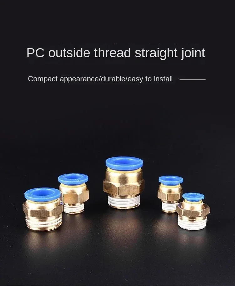 Description Picture 2 of item1Pcs PL4-M5 PL6-01 PL8-02 PL10-03 1/8" 1/4" 3/8" 1/2" Male Thread PL Pneumatic Fittings Air Quick Connector