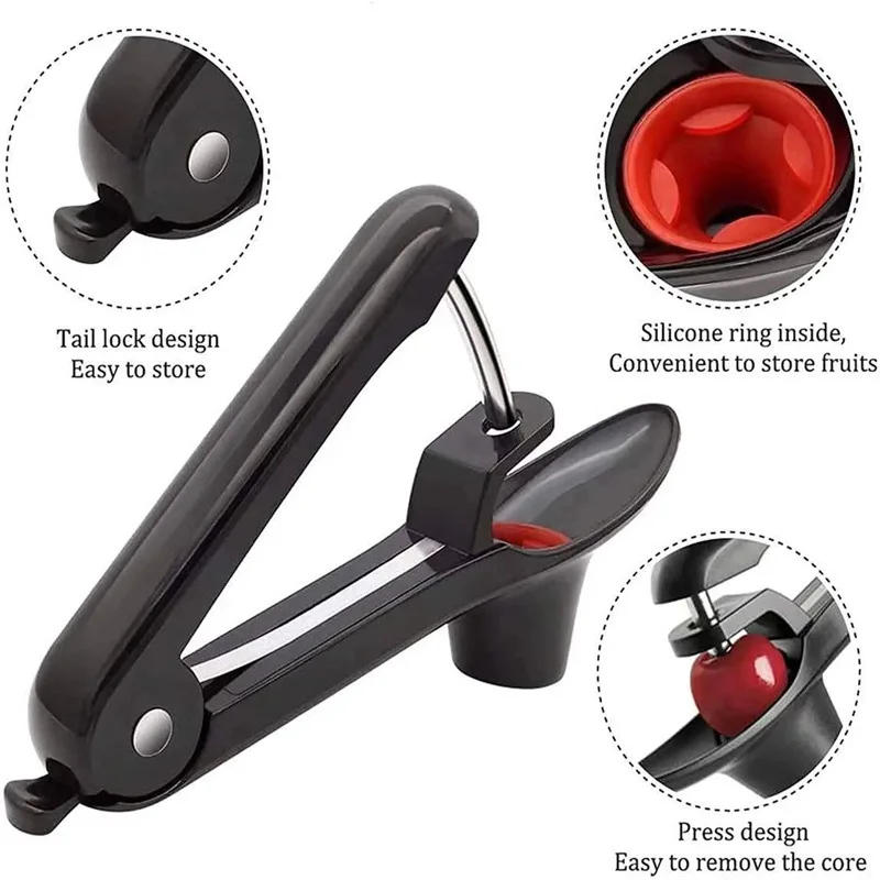 Description Picture 5 of itemNew 5'' Cherry Fruit Kitchen Pitter Remover Olive Corer Remove Pit Tool Seed Gadge Fruit and Vegetable Tools Cherry Pitter