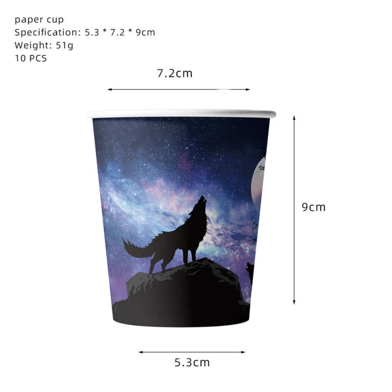 Description Picture 5 of itemCartoon Wolf Full Moon Night Theme Happy Birthday Party Decorative Disposable Tableware Balloon Baby Shower Kid Girl Gift