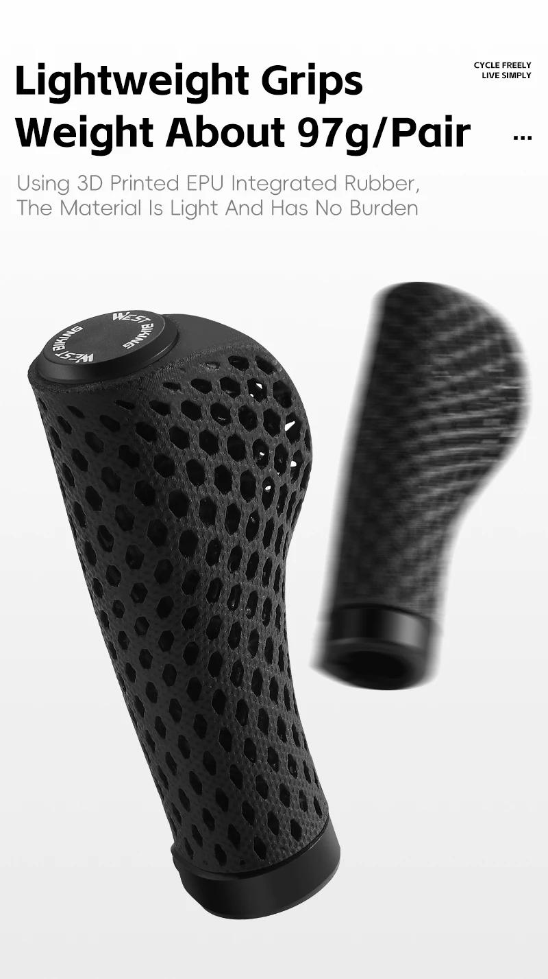 Description Picture 5 of itemWEST BIKING 3D Printed Bicycle Grips Ergonomic MTB Handle Cuffs Grips Ergonomic Soft Bike Handlebar Grips Bicycle Accessories