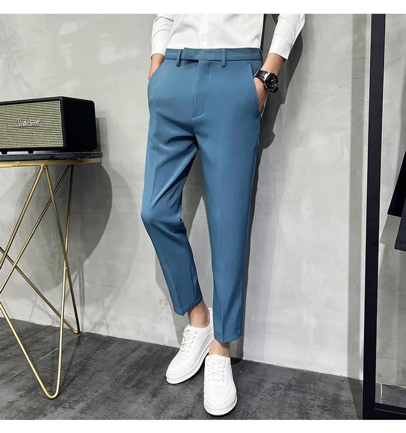 Description Picture 3 of item2023 Men Summer Business Formal Pant Solid Casual Korean Slim Fit Suit Pants Mens Wedding Social Office Trousers Plus Size 29-38