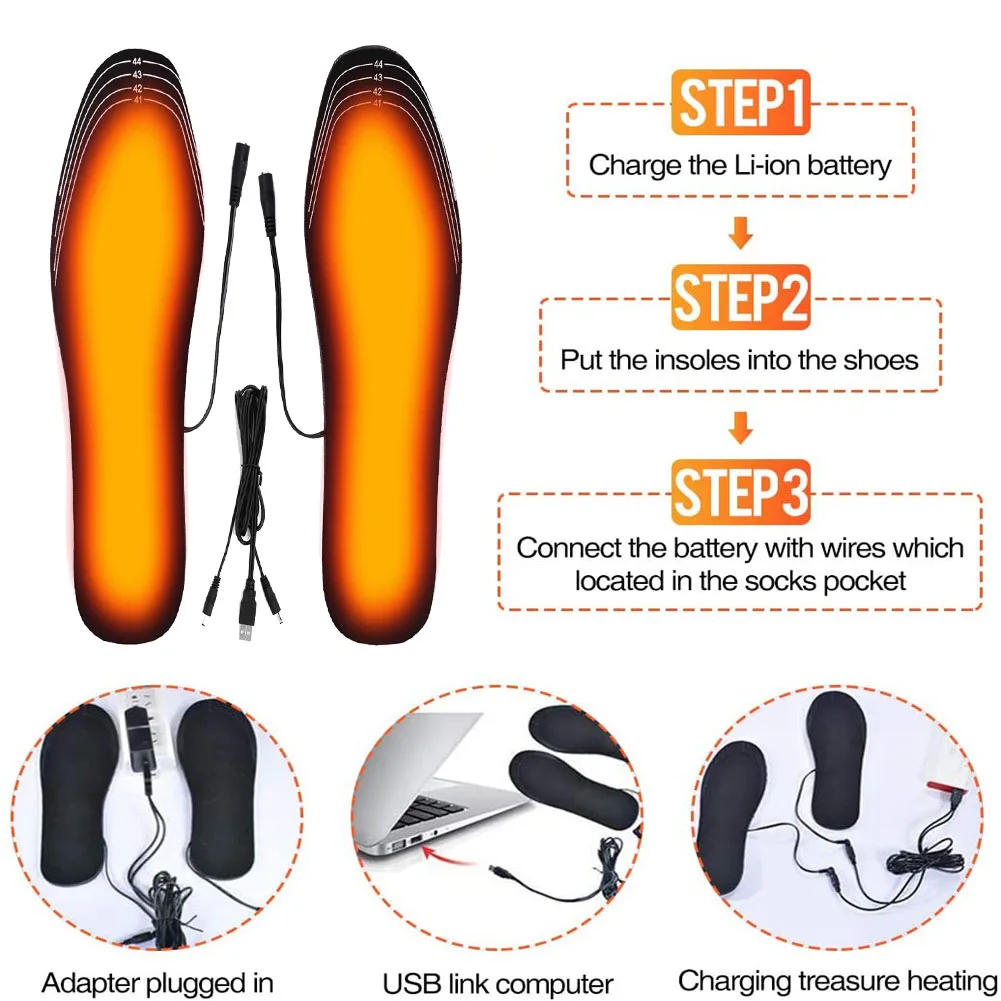Description Picture 6 of item2022 New USB Heated Shoe Insoles Feet Warm Sock Pad Mat Electrically Heating Insoles Washable Warm Thermal Insoles Unisex