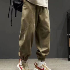 Autumn Winter Men's Streetwear Fashion Trousers Male Loose Casual Patchwork Pockets Sweatpants Homme All-match Pure Cotton Pants