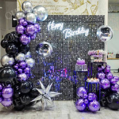 Black Purple Balloon Garland Arch Kit Birthday Party Decor Kids Wedding Party Supplies Baby Shower Decor Balloon Latex Ballon