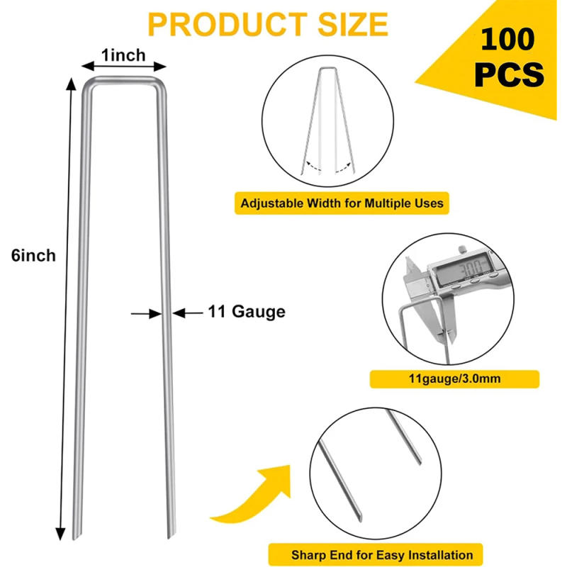 Description Picture 3 of itemGalvanized Landscape Staples Garden Stakes Plant Cover   Gauge Lawn Fence Ground for Landscaping Securing Weed Barrier Fabric