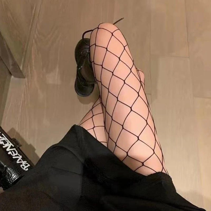 Description Picture 6 of itemSexy Fishnet Stockings Black Lolita Body High Socks Kawaii Long Fish Net Pantyhose Mesh Tights Lingerie Skin JK Waist Hosiery
