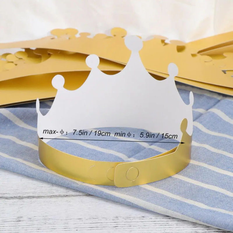 Description Picture 4 of item12PC Paper Crown Hats Party Supplies For Costume Bridal Shower Gold For Birthday Party Baby Shower Festive Party Supplie 19.5cm