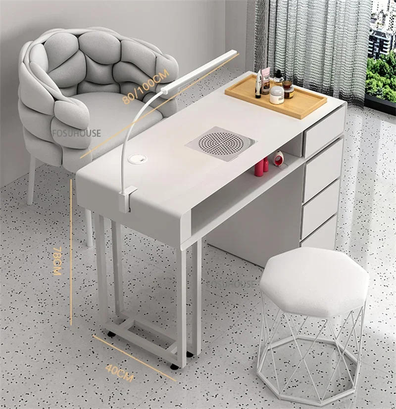 Description Picture 2 of itemModern Beauty Salon Single Double Manicure Tables Chair Professional Manicure Table  Multifunctional Nail Table Salon Furniture