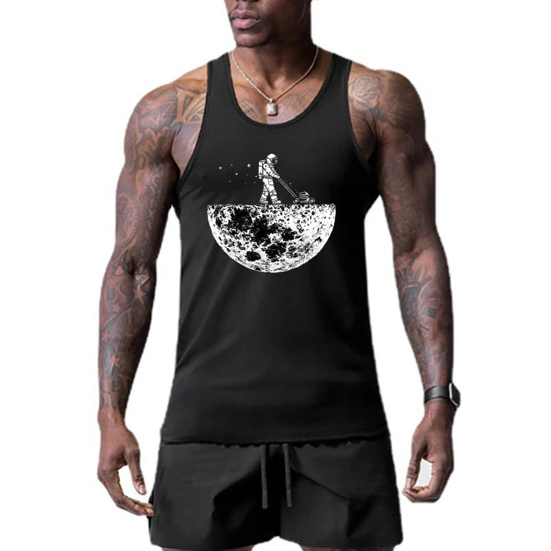 Description Picture 3 of itemNew Brand Summer Quick-drying Men's Gym Sports Tight Slim Fit Running Basketball Round Neck Printed Tank Top