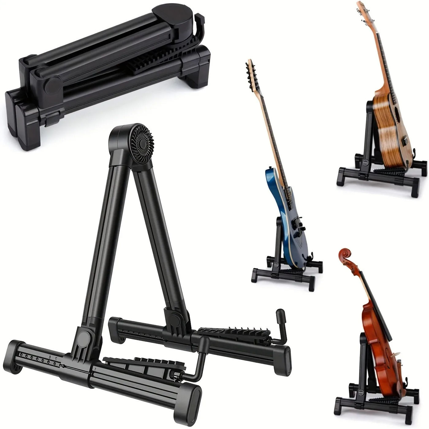 Description Picture 3 of itemAdjustable Guitar Stand - Folding Free-Standing Holder for Acoustic, Electric, Bass, Guitar, Mandolin, Banjo, Ukulele & Violin