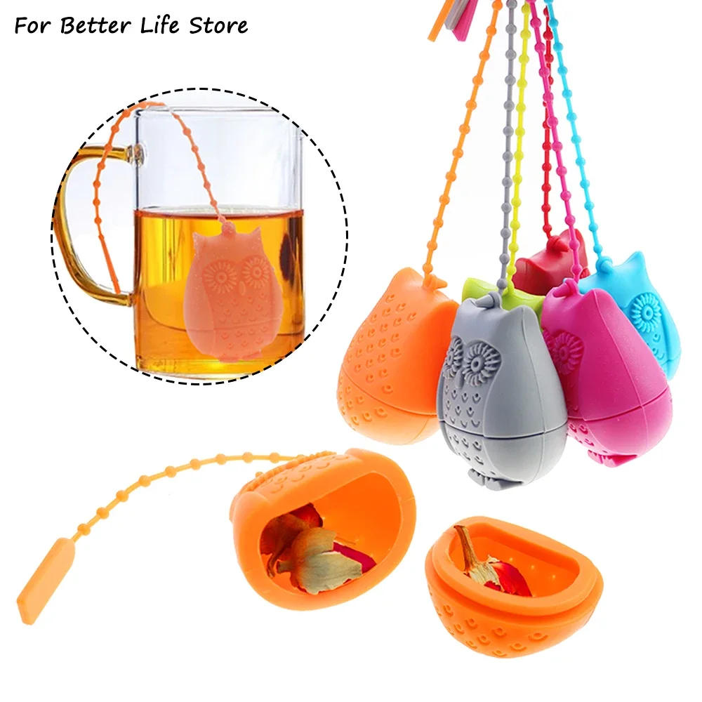 Description Picture 2 of item1Pc 15g Creative Cute Owl Strainer Tea Bags Food Grade Silicone Loose-Leaf  Infuser Filter Diffuser Fun Cartoon Accessories