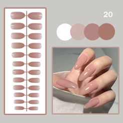 24pcs Gold Sun/Moon/Star Nude Press On Fake Nails Tips Without Glue Butterfly Abstract Women Design False Nails Manicure