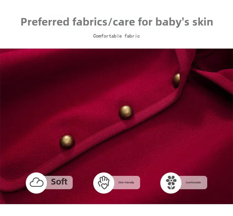 Description Picture 3 of itemGirls' wool thick red shawl cloak 2024 autumn and winter new baby hooded coat.