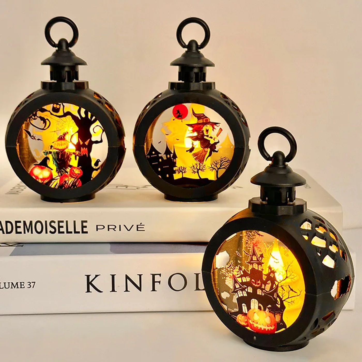 Description Picture 2 of item1PC Halloween Decoration Luminous Night Light Led Pumpkin Lamp Electronic Candle Light Ghost Festival Creative Arrangement Props
