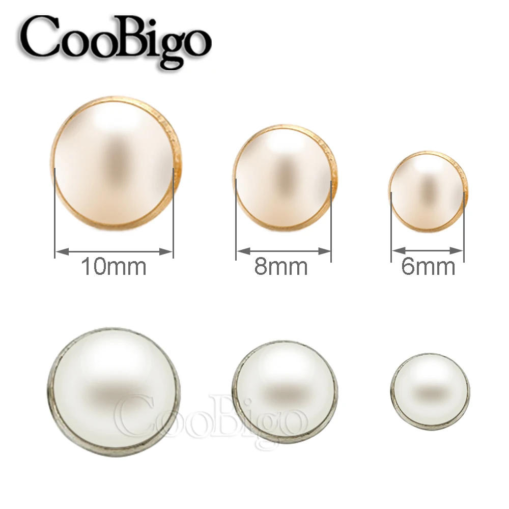 Description Picture 3 of item100x Double Cap Rivets Spike Imitation Pearl Studs Leathercraft Clothes Apparel Belt Shoes Bag DIY Decor Accessories 6 8 10mm