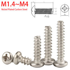 Cross Round Head Self TapingScrewM1.4 M1.7 M2 M2.3 M2.6 M3 M3.5 M4Nickel Plated Phillips Round Head Self-tapping Screw Flat Tail