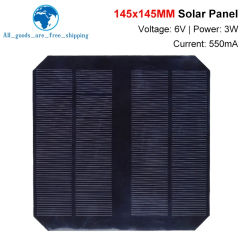TZT 6V 550mA 3.3W Solar Panel Polycrystalline 145*145MM Mini Sunpower Solar System DIY for Battery Cell Phone Charger