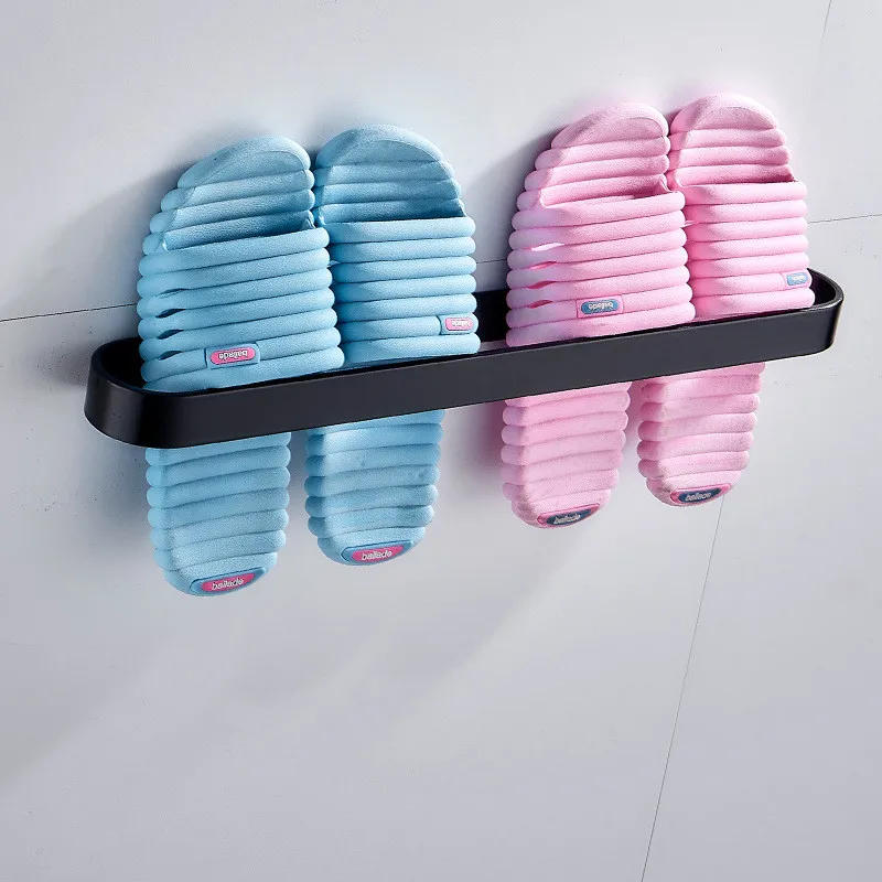 Description Picture 3 of itemTowel Hanger Black Bathroom Towel Holder White Aluminum  Rail Matte Black Wall Mounted Towel Bar 30/40/50/60 Cm