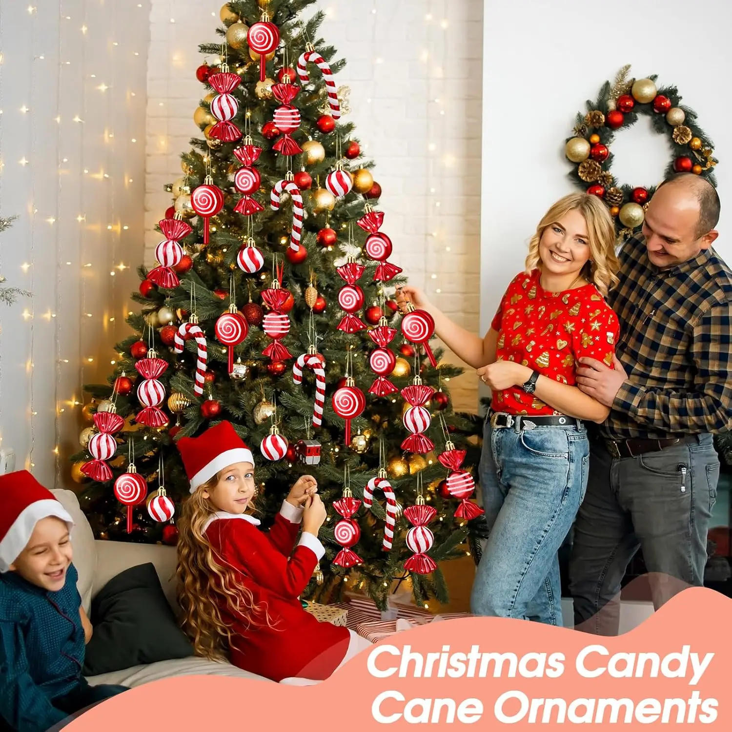 Description Picture 4 of itemSmall Cane Pendant Xmas Tree 6pcs Christmas Red Lollipop Candy Hanging Ball Ornaments Decorations For Home 2024 New Year Gifts