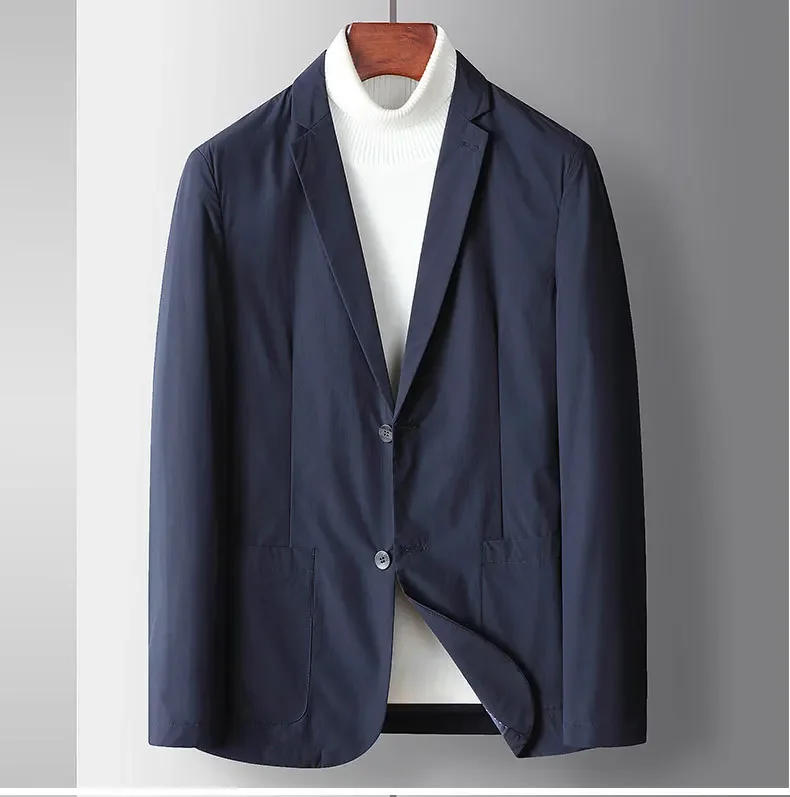 Description Picture 2 of item2024 Autumn/Winter New Men's Thin Plush Inner Single Western Men's Fashion Youth Middle Age Casual Solid Color High Quality Suit