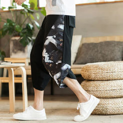 Men Cross Harem Pants Vintage Casual Jogging Pants Streetwear Summer Men Calf-Length Pants Harajuku Style Large Size 5XL