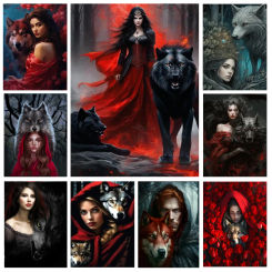 DIY Diamond Painting New 2024 Cross Stitch kit Gothic Woman Fierce Wolf Mosaic Embroidery Living Room Bar Wall Art Decoration