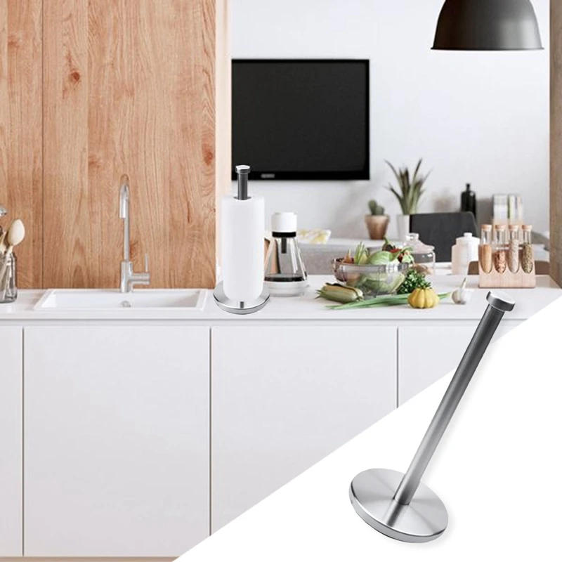 Description Picture 3 of itemStainless Steel Roll Paper Towel Rack Kitchen Tissue Holder Bathroom Toilet Paper Stand Napkin Rack House Tool