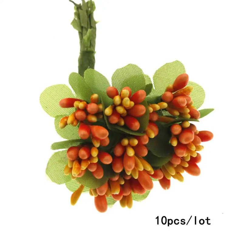 Description Picture 6 of item6/10/12/50/70/90pcs Orange Flower Cherry Stamen Berries Bundle DIY Christmas Wedding Party Home Cake Gift Box Wreaths Decor